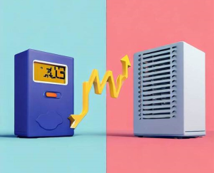 compare two dehumidifiers symbolizing the cost of operation