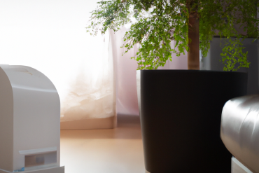 one dehumidifier placed in a cozi livingroom inspiring freshness and wellness