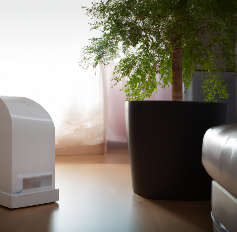 one dehumidifier placed in a cozi livingroom inspiring freshness and wellness