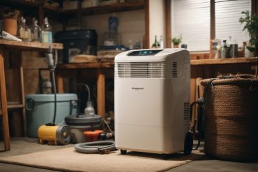 one dehumidifier placed in a basement