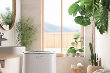 a dehumidifier in a beautiful bathroom which expresses good circumstances