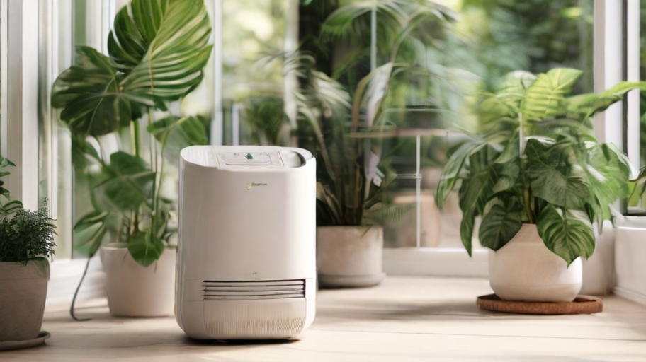 a sleek, modern dehumidifier discreetly sits in the corner, effortlessly purifying the air and preventing condensation.